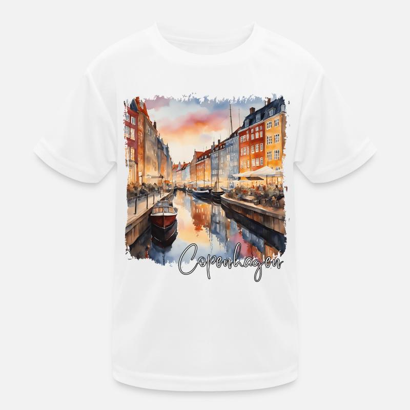 Aquarelle de Copenhague, Copenhague Danemark T-shirt sport Enfant