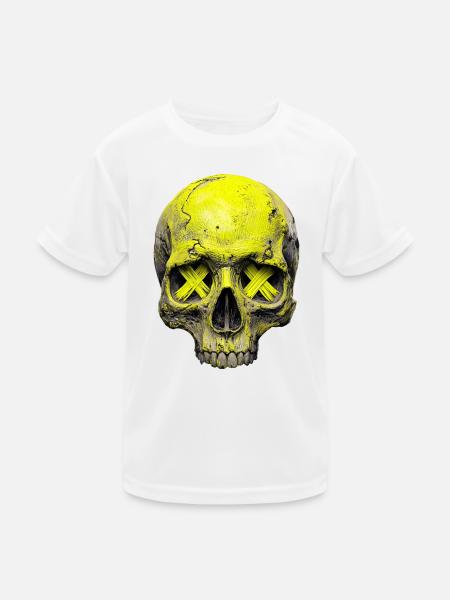 Neon X Totenkopf - Kinder Funktions-T-Shirt - Weiß