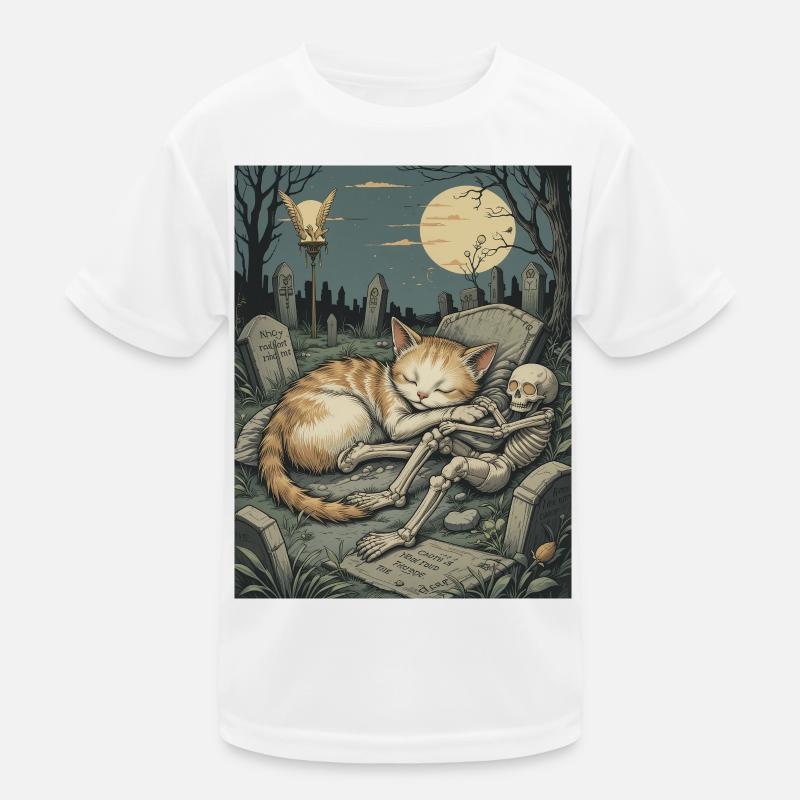 Moonlit Graveyard Kitten Kids Functional T-Shirt