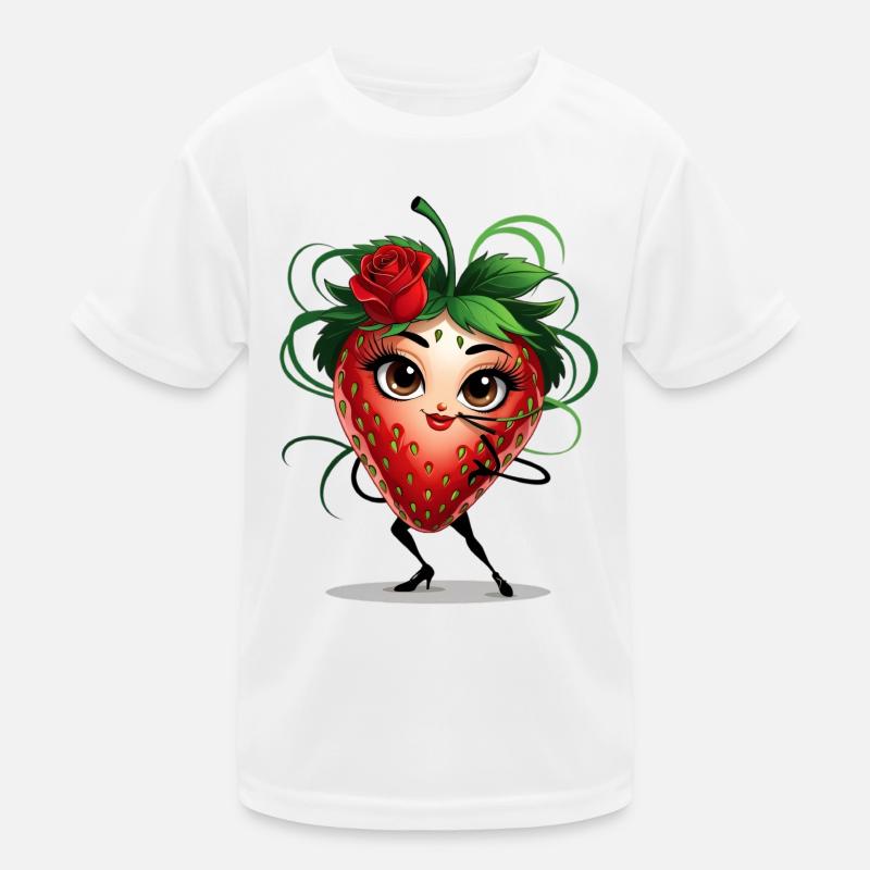 Dancing strawberry with rose Kids Functional T-Shirt