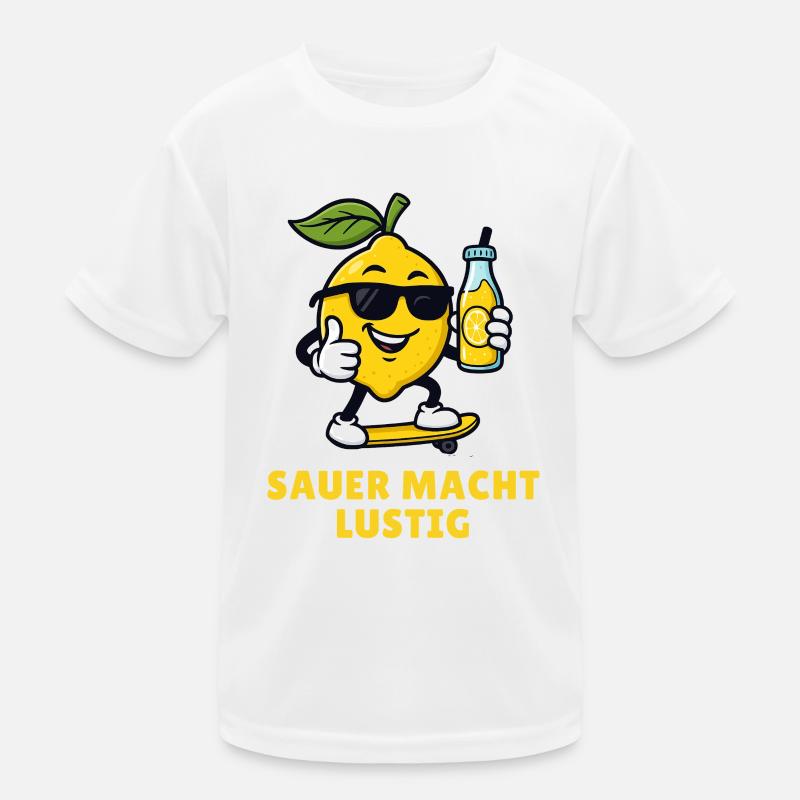 Sour Makes Funny Lemon Fruit Illustrations Kids Functional T-Shirt
