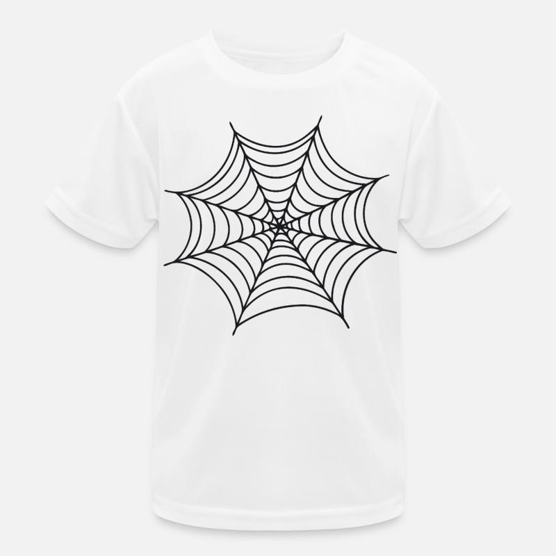 Black Minimalist Spider Web Kids Functional T-Shirt