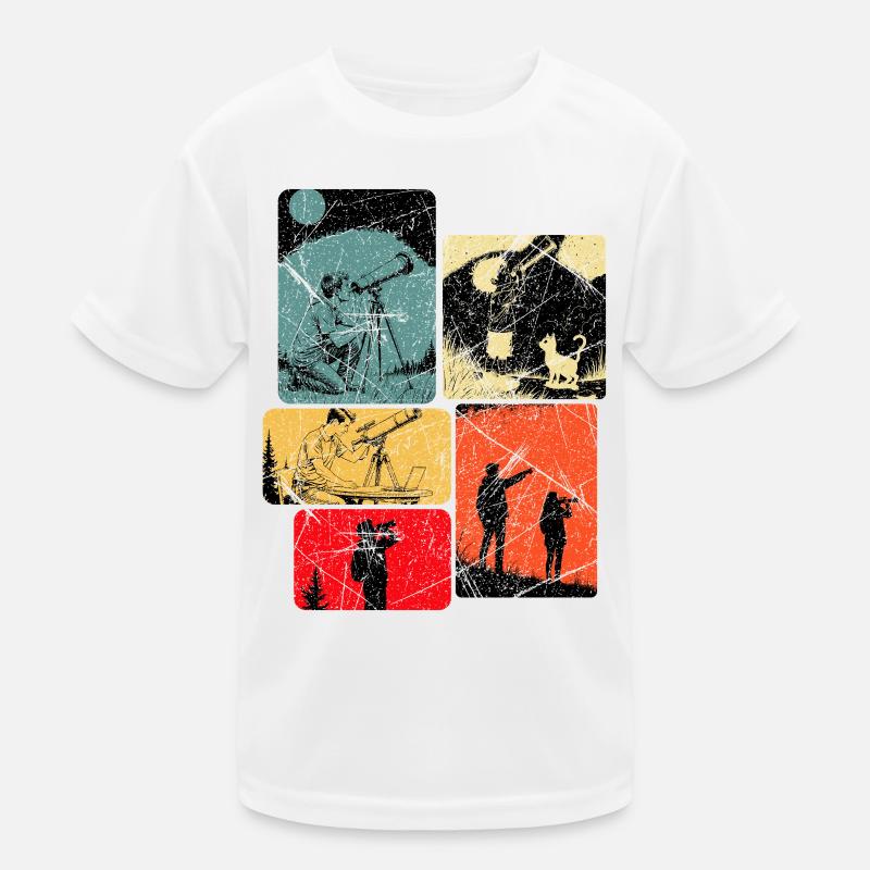 Solar System, Telescope, Stargazing - Kids Functional T-Shirt - white