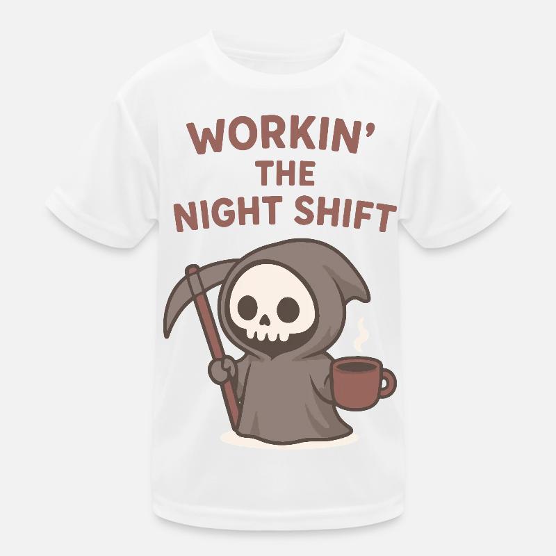 Night Shift Grim Reaper Coffee Kids Functional T-Shirt