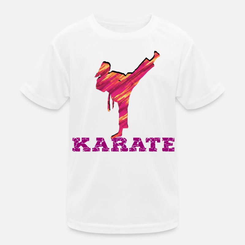 Karate Silhouette Farbexplosion - Kinder Funktions-T-Shirt - Weiß