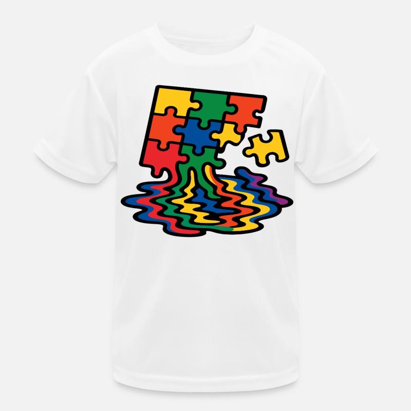 Regenbogen Puzzle Baum Splash Kinder Funktions-T-Shirt