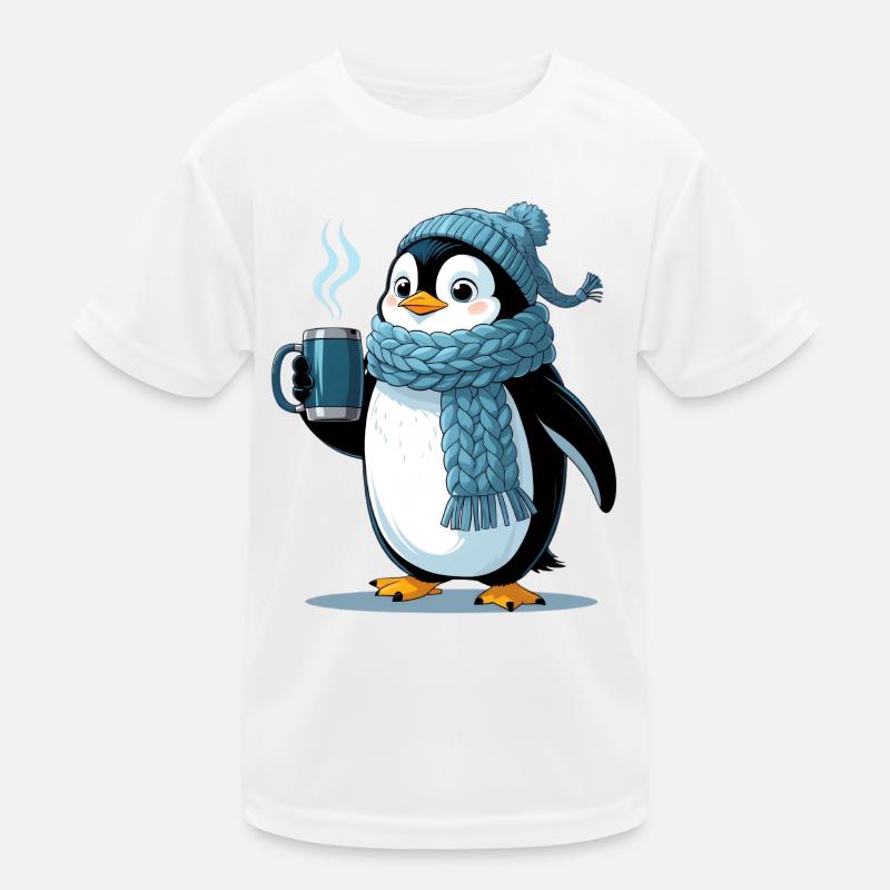 Kuschelpinguin mit blauer Mütze Kinder Funktions-T-Shirt