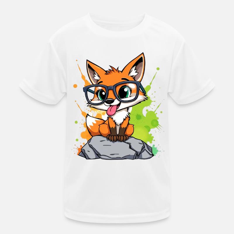 Brillenfuchs auf Stein Kinder Funktions-T-Shirt