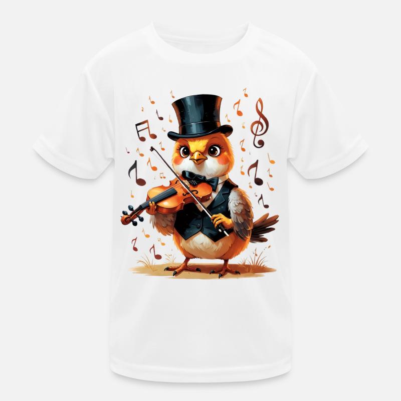 Un oiseau au chapeau haut de forme joue du violon T-shirt sport Enfant