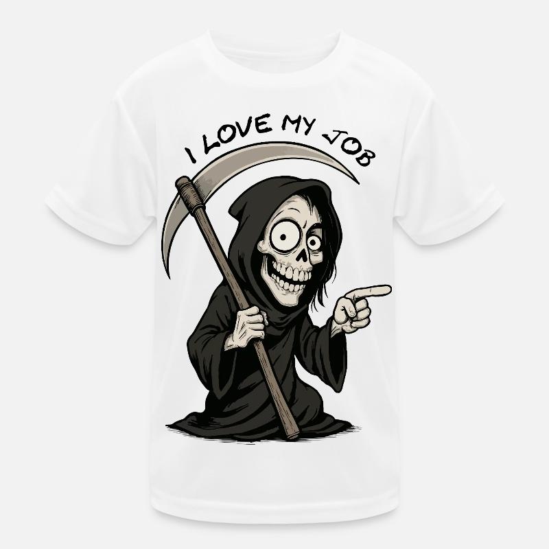 Grim Reaper Cartoon: Mischievous Grim Reaper Kids Functional T-Shirt