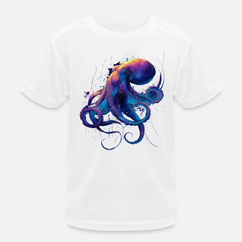 Neon Octopus Splatter Kids Functional T-Shirt