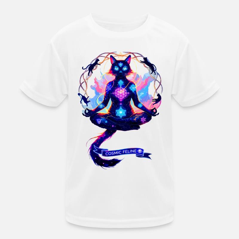 Cosmic Chakra Katze Kinder Funktions-T-Shirt