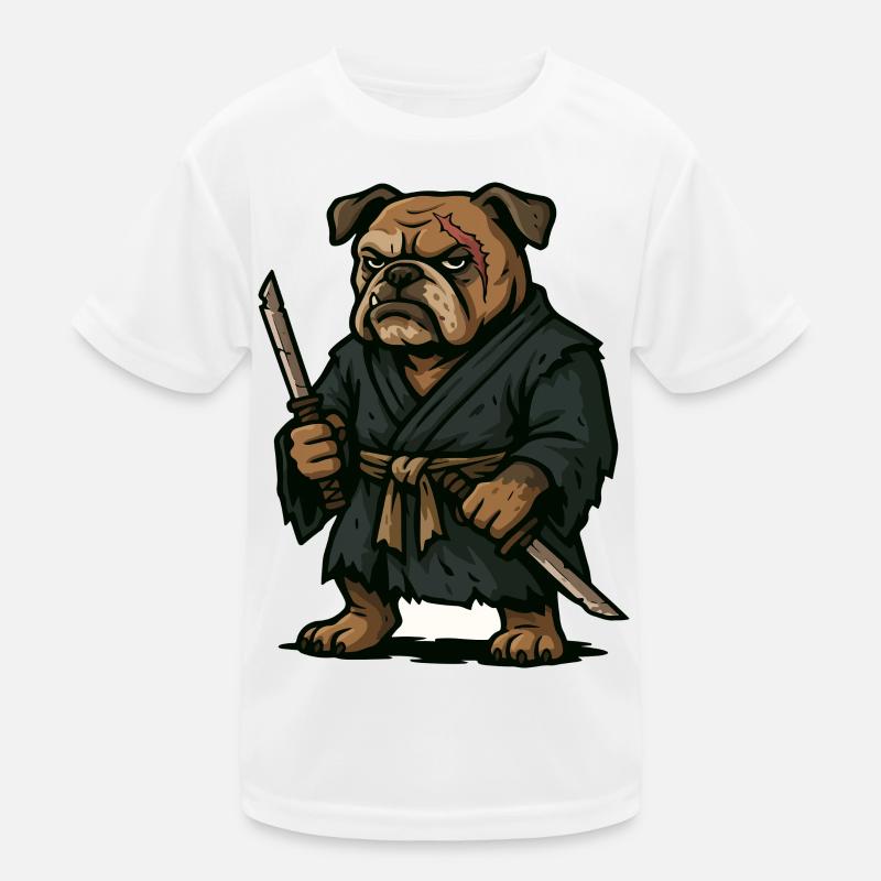 Guerrier samouraï bouledogue avec deux lames Katana T-shirt sport Enfant