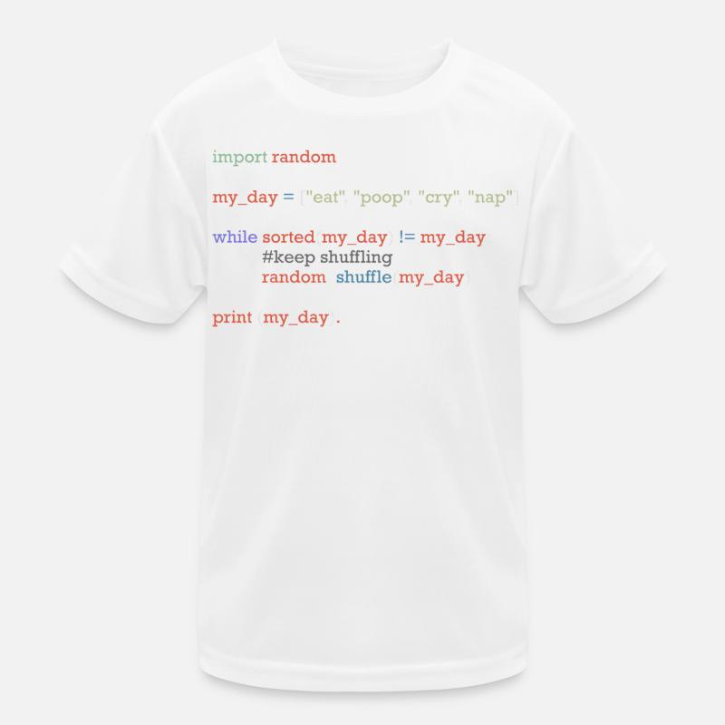 Drôle de code python sur la vie quotidienne, bébé - T-shirt sport Enfant - blanc