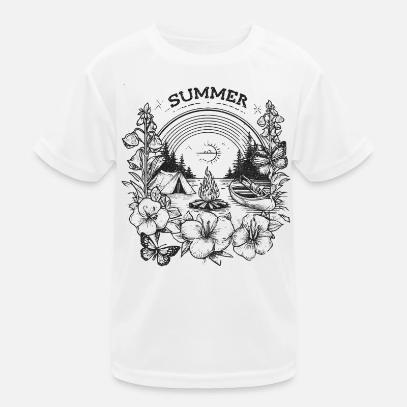 ÉTÉ - Motif de camping avec feu de camp et canoë T-shirt sport Enfant