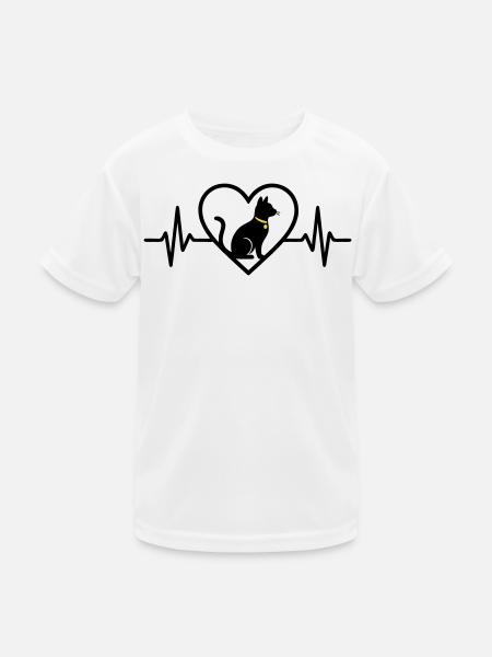 Katze Herz Silhouette Süß Pet Lover Geschenk - Kinder Funktions-T-Shirt - Weiß - Vorne