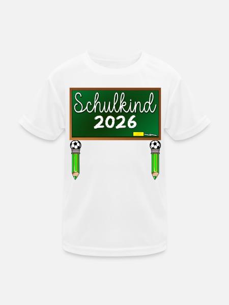 Einschulung Schulkind 2026 Fußball - Kinder Funktions-T-Shirt - Weiß