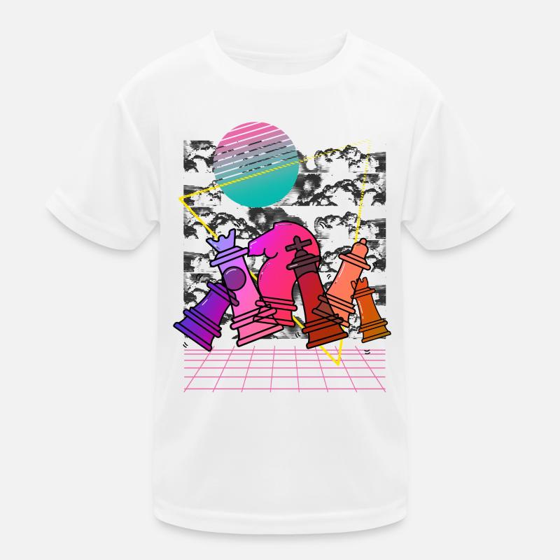 Neon Chess Collage Kids Functional T-Shirt