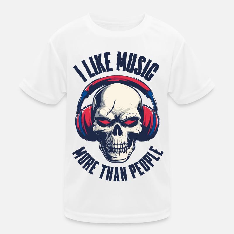 Skull mit Kopfhörer Musikmotiv Kinder Funktions-T-Shirt