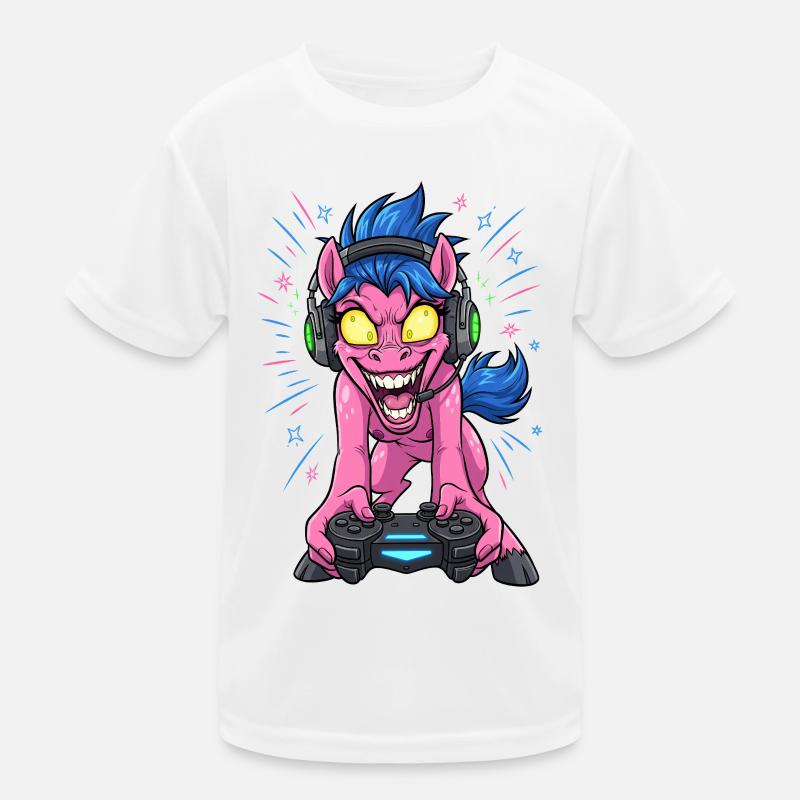 Gamer Pony Neon-Headset mit Blitzfarben Gaming  Kinder Funktions-T-Shirt