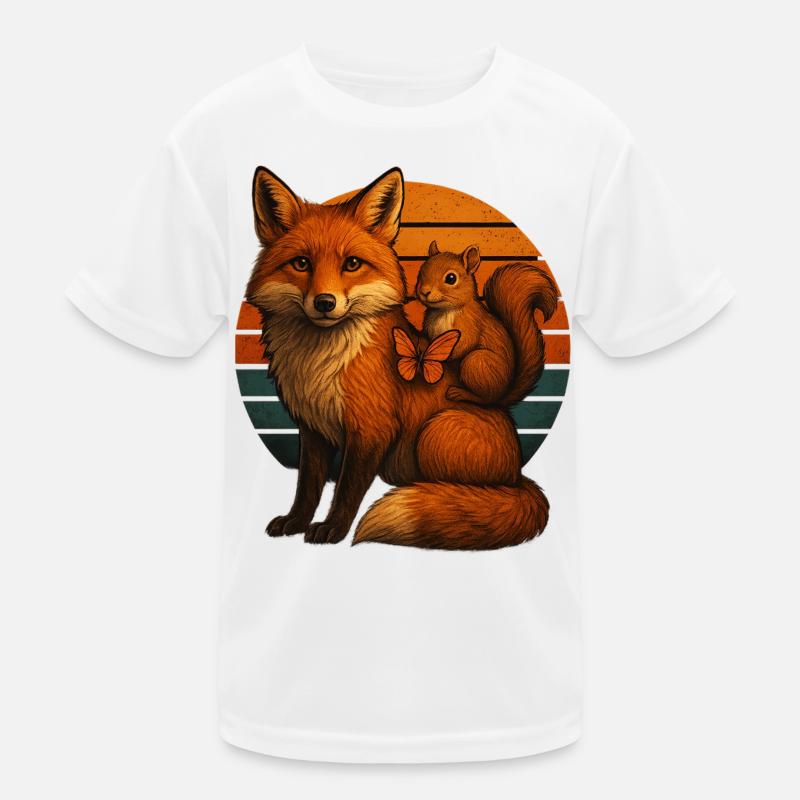 Fuchs Eichhörnchen Retro Tierfreunde Kinder Funktions-T-Shirt