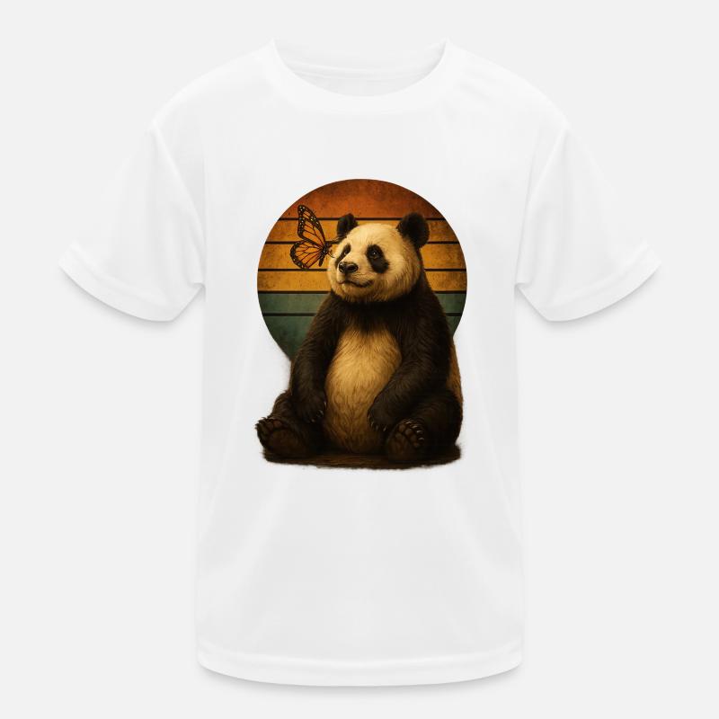 Panda Schmetterling Retro Tierfreunde Kinder Funktions-T-Shirt