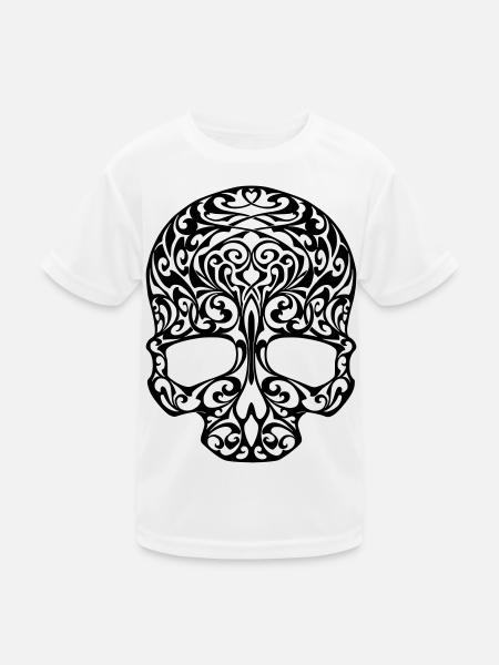 Tribal skull - Kids Functional T-Shirt - white - Front