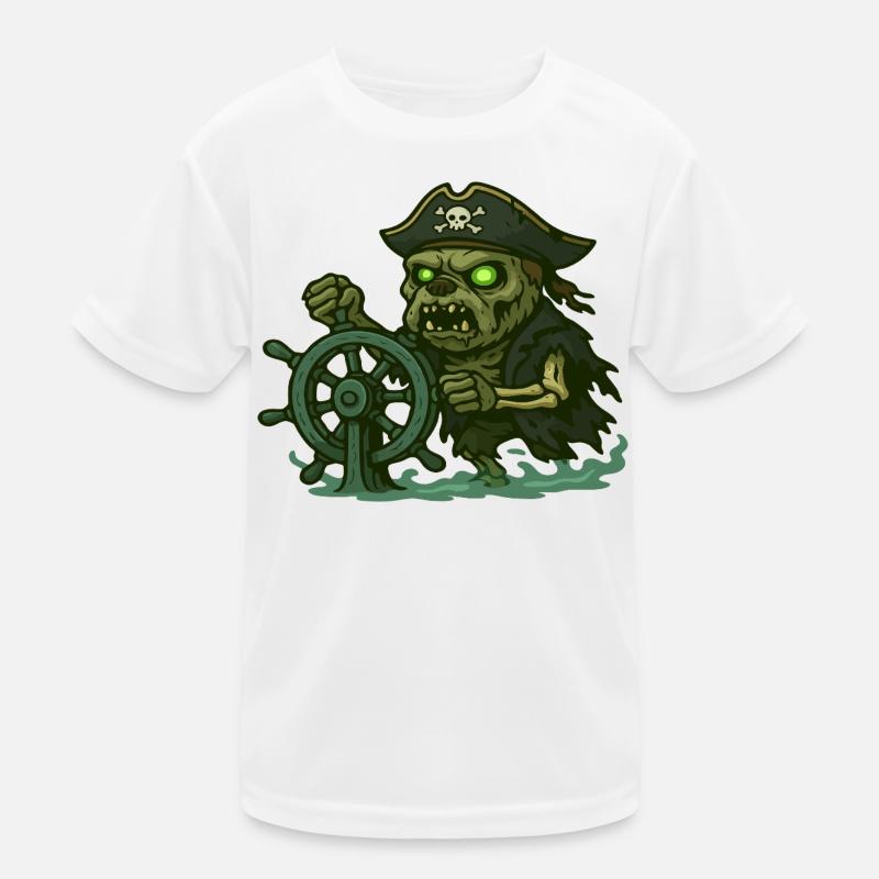 Zombie Pirate Steering Haunted Ghost Wheel Kids Functional T-Shirt