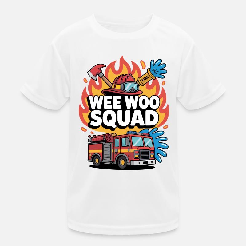 Wee Woo Squad Fire Truck Firefighter Kids Functional T-Shirt
