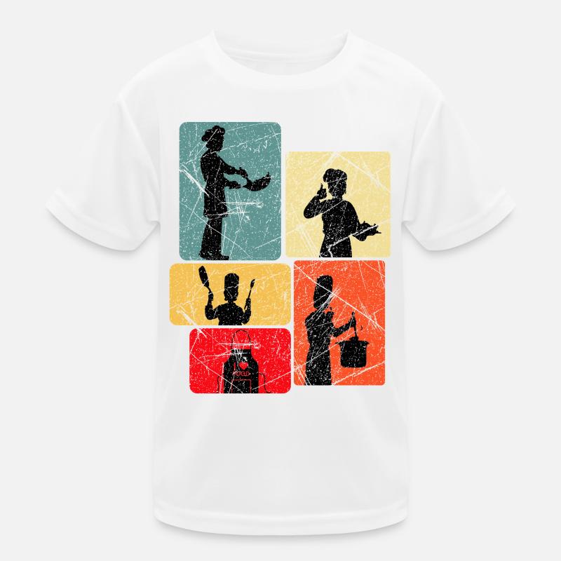 Küchenhelden Silhouetten Muster Kinder Funktions-T-Shirt