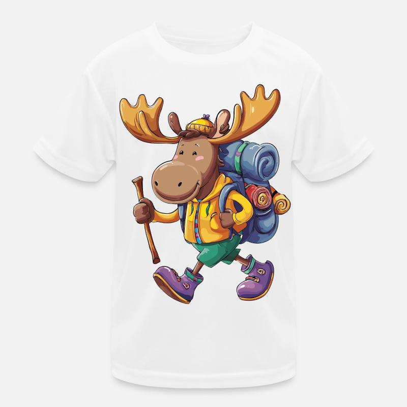 Süßer Elch Wandern Camping Abenteuer Rucksacktourist Kinder Funktions-T-Shirt