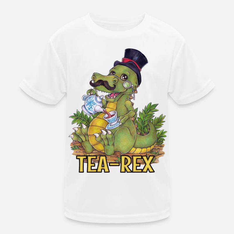 Drôle de jeu de mots Tea Rex Dino dessiné à la main T-shirt sport Enfant