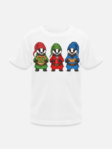 Europäischer Dachs Merry Christmas Cooles Geschenk - Kinder Funktions-T-Shirt - Weiß