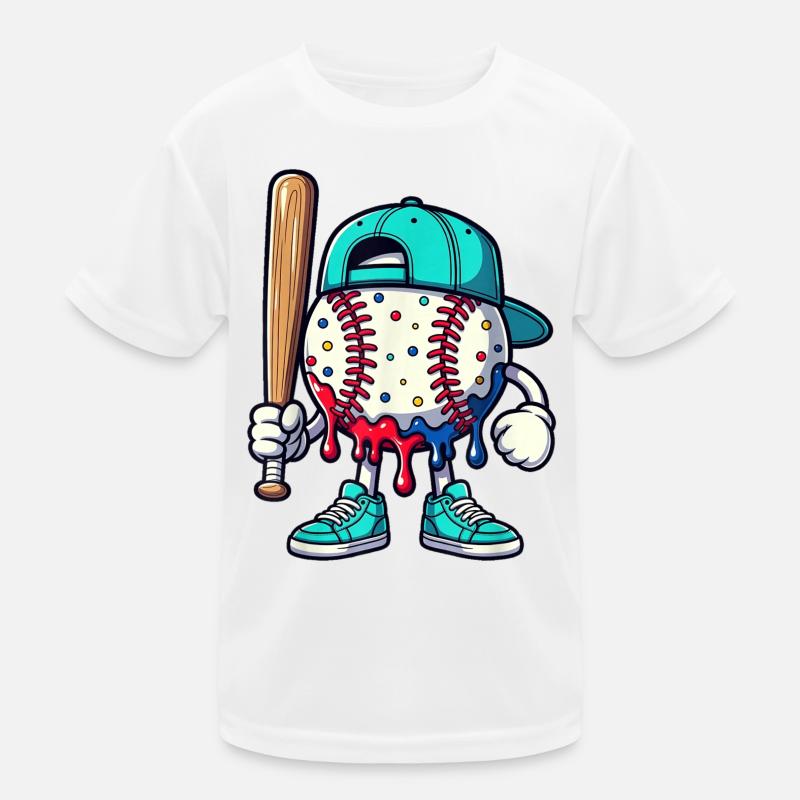Schmelzendes Baseball-Maskottchen mit Schläger Kinder Funktions-T-Shirt