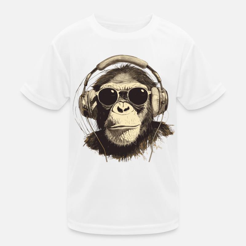 Cool monkey with headphones and sunglasses Kids Functional T-Shirt