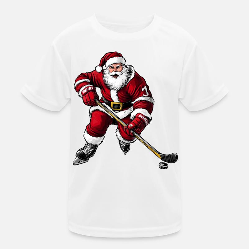 Eishockeyspieler Weihnachtsmann Kinder Funktions-T-Shirt