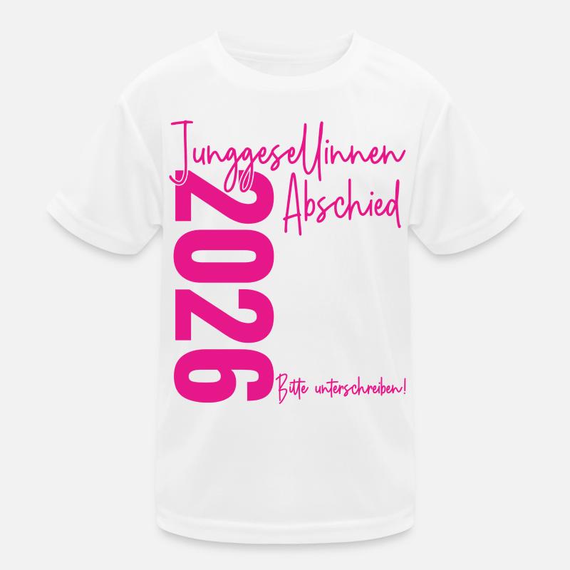 Junggesellinnenabschied 2026 Bitte unterschreiben! Kinder Funktions-T-Shirt
