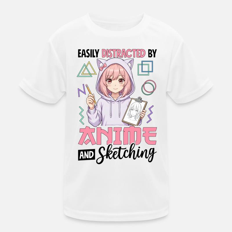 Easily Distracted By Anime And Sketching Kids Functional T-Shirt