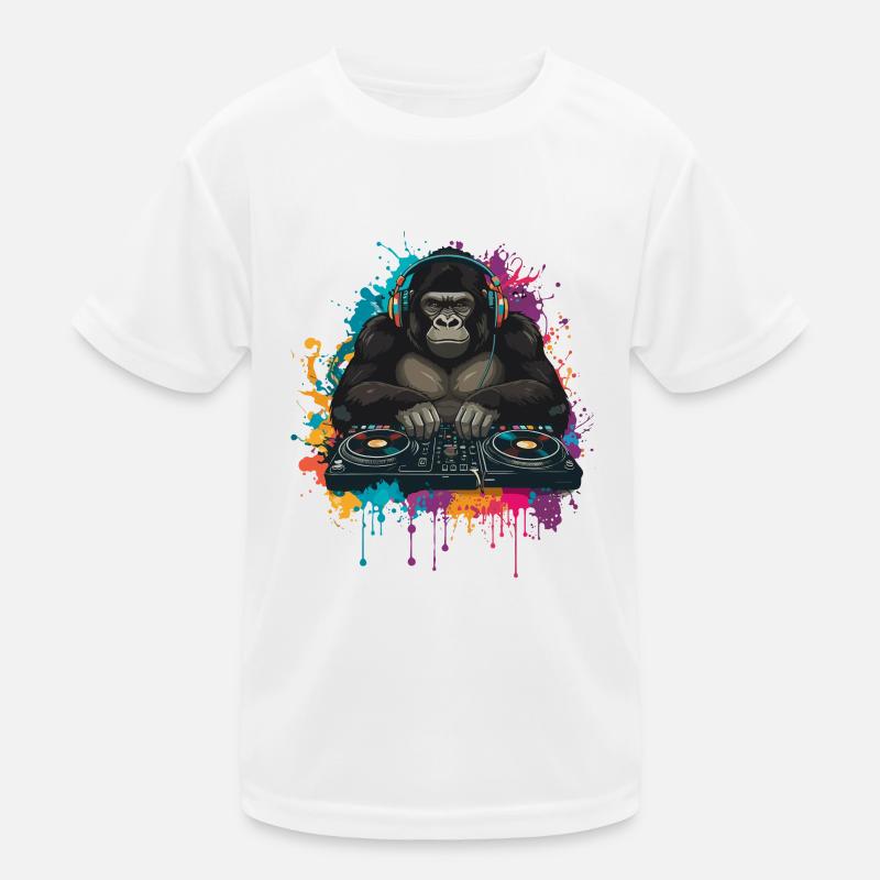Gorilla DJ at the mixing desk Kids Functional T-Shirt