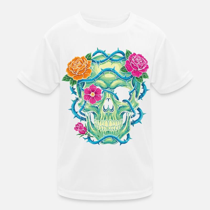 Floral Skull - skull art Kids Functional T-Shirt