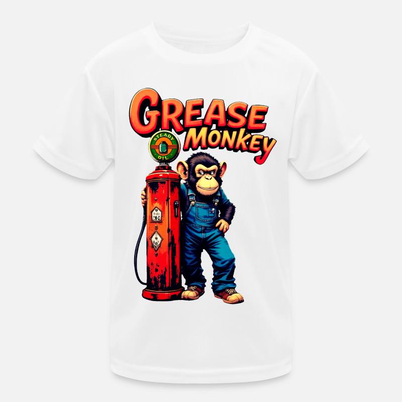 GreaseMonkey Retro Pump Design Kids Functional T-Shirt