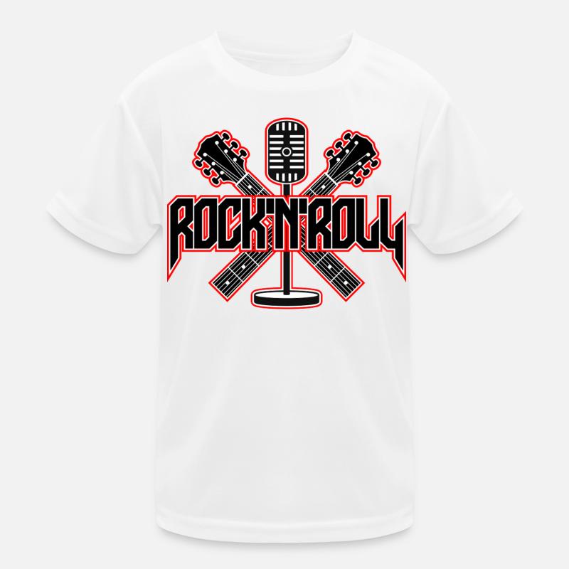 RocknRoll Mic and Guitars Emblem Kids Functional T-Shirt