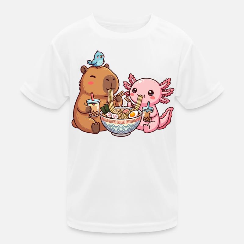 Kawaii Capybara Axolotl Ramen Bubble Tea Kinder Funktions-T-Shirt
