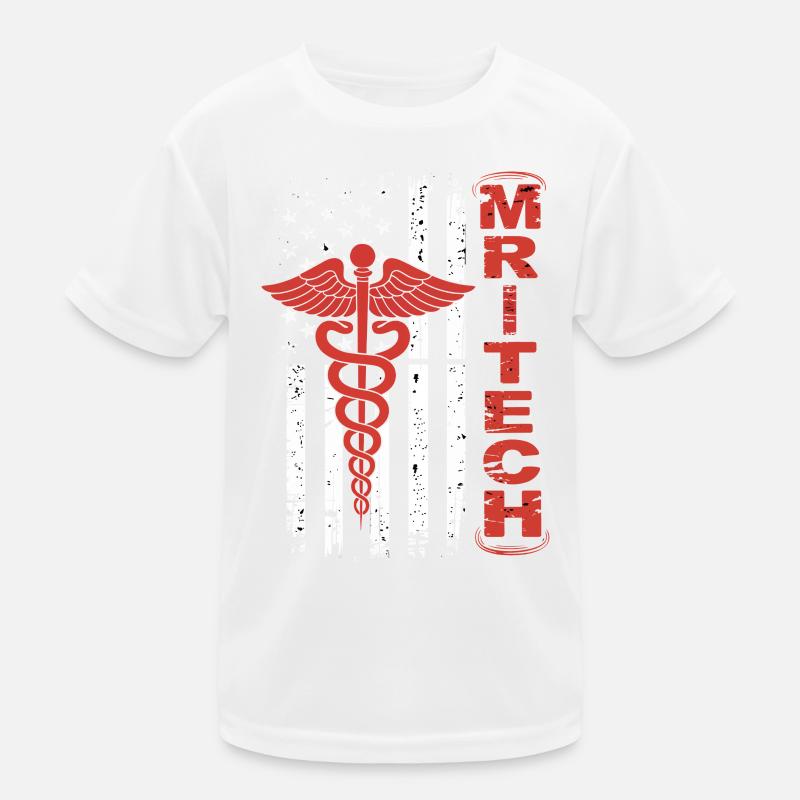 Red MedTech Caduceus Flag Kids Functional T-Shirt