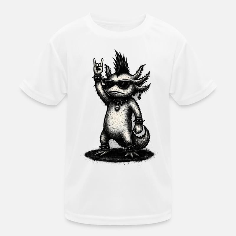 Punk Rock Axolotl with Mohawk Kids Functional T-Shirt