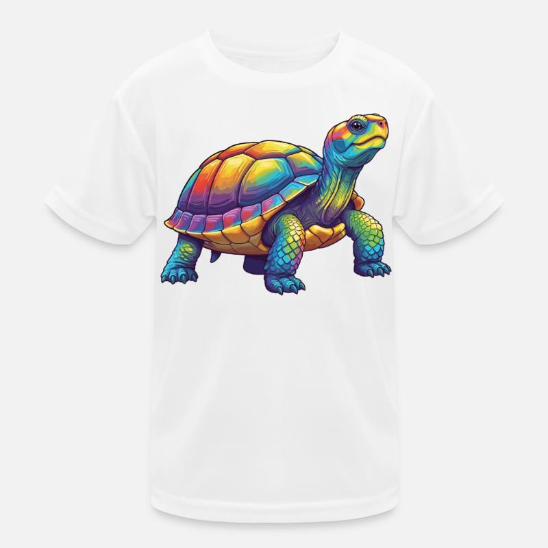 Colorful Turtle Rainbow Pop Art Watercolor Kids Functional T-Shirt