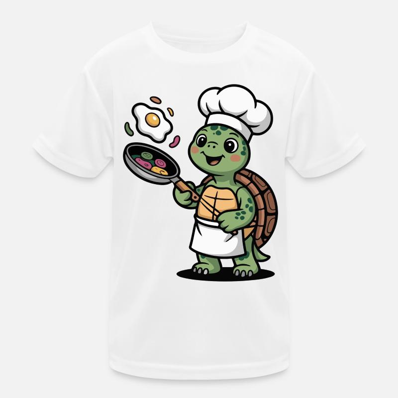Kitchen Turtle with Chef's Hat Kids Functional T-Shirt