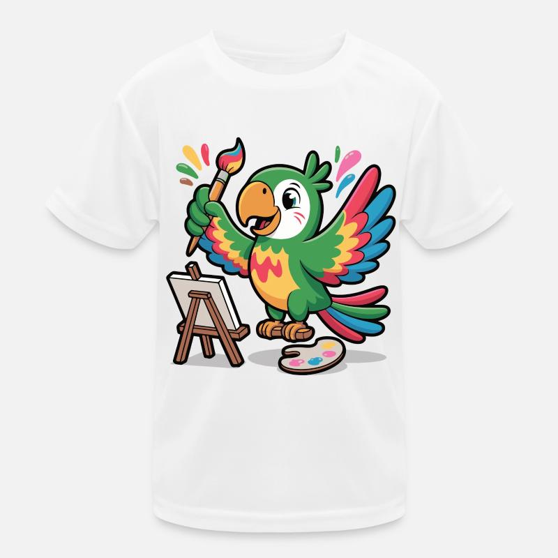 Colorful parrot with brush Kids Functional T-Shirt