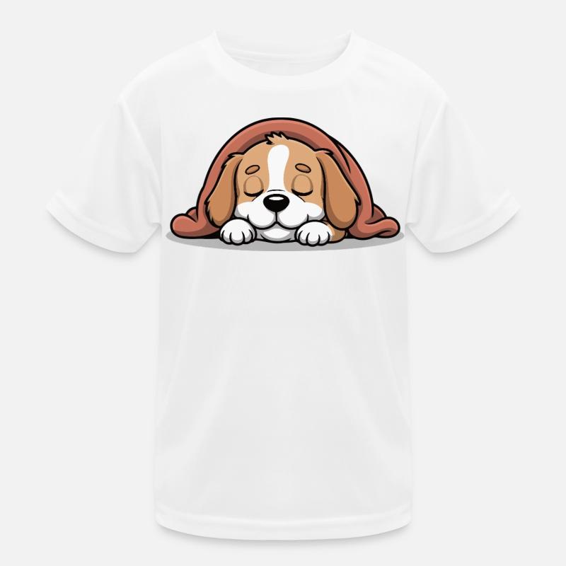 Schlafender Beagle unter Decke Kinder Funktions-T-Shirt