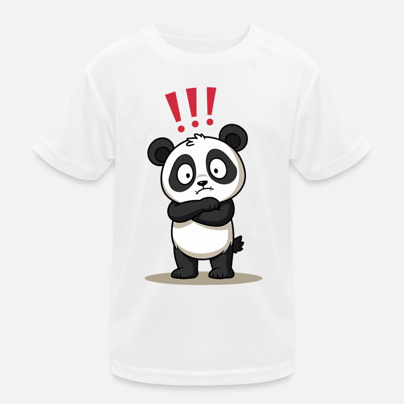 Skeptical Panda with Exclamation Point Humor Kids Functional T-Shirt